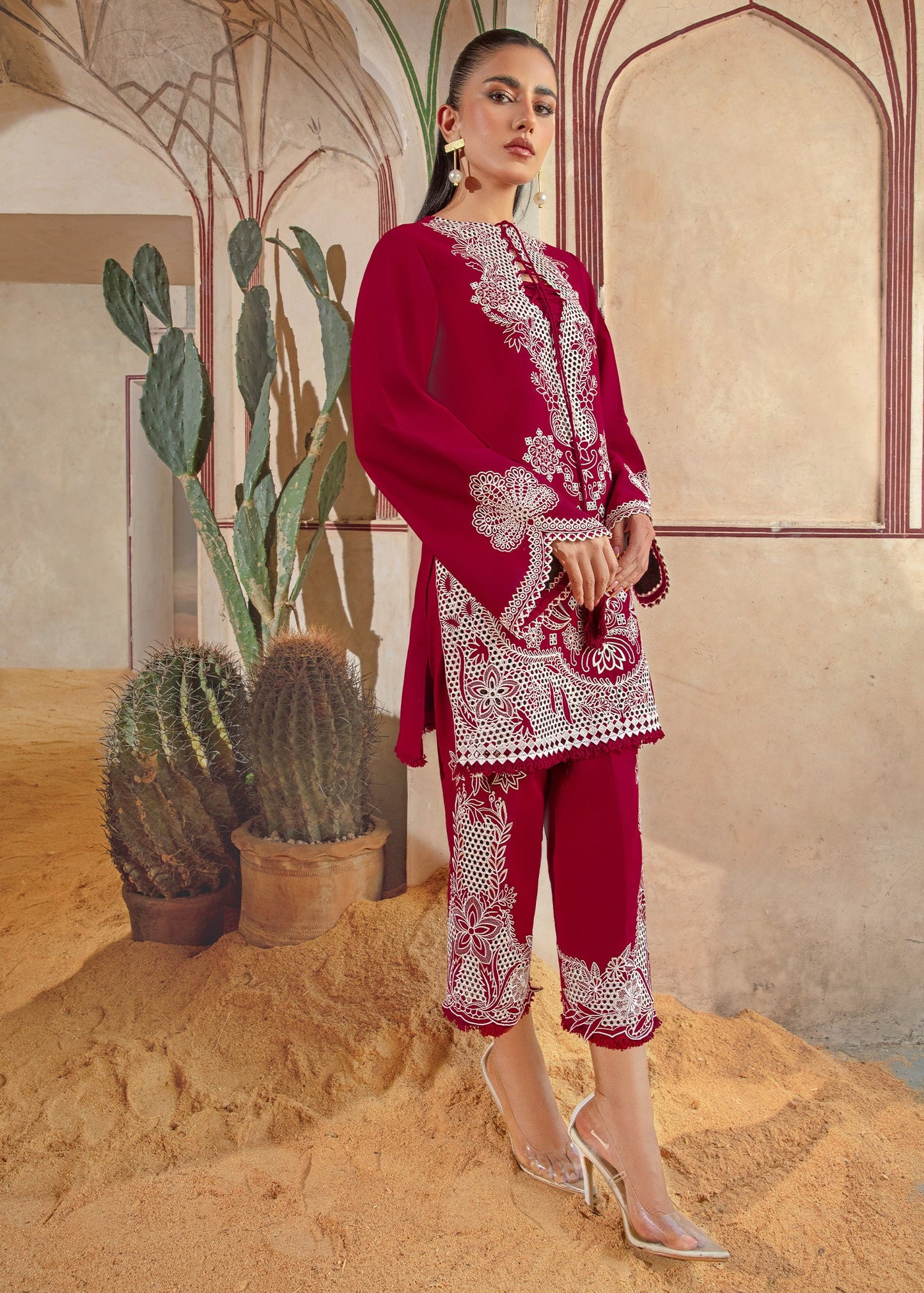 Pakistani Maroon Two Piece Coord Set