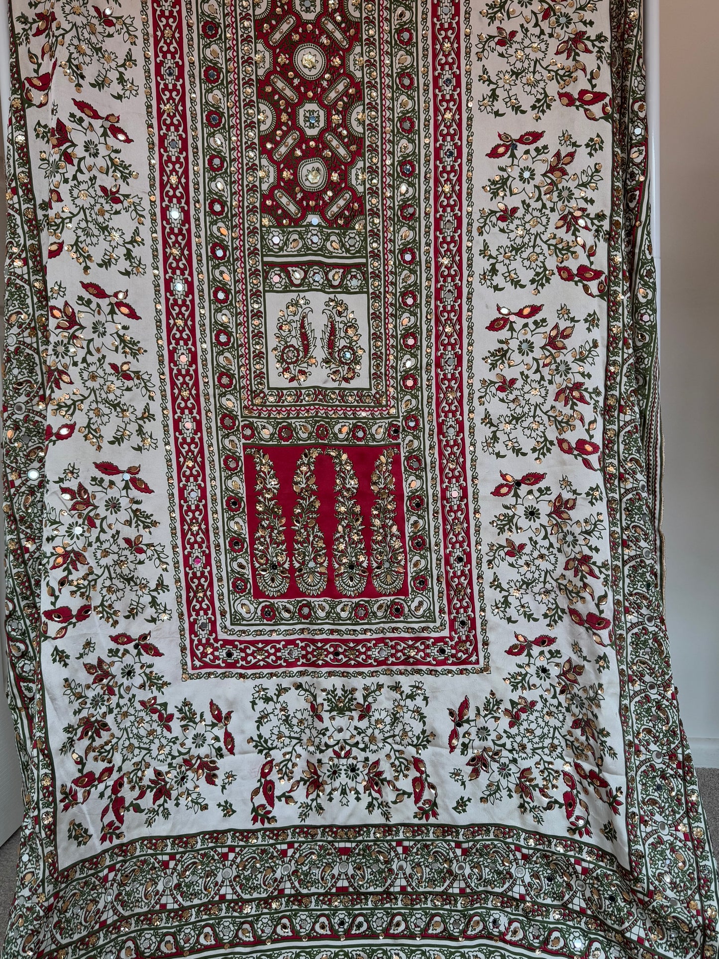 Red and White Pakistani Dupatta