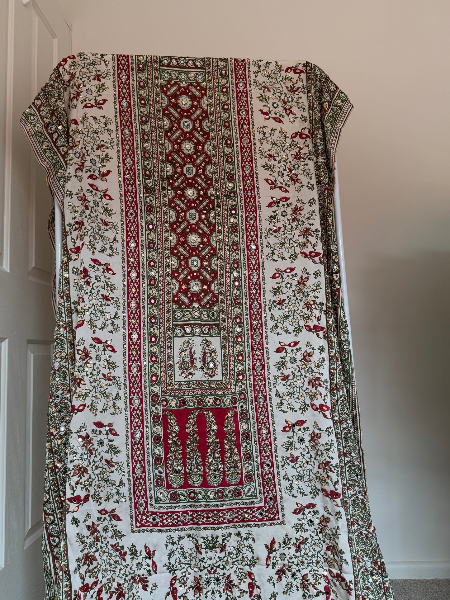 Red and White Pakistani Dupatta