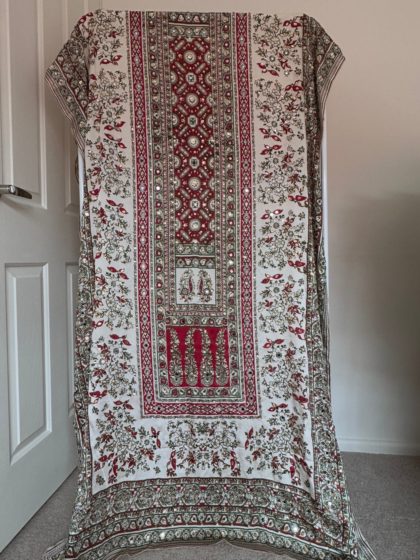 Red and White Pakistani Dupatta