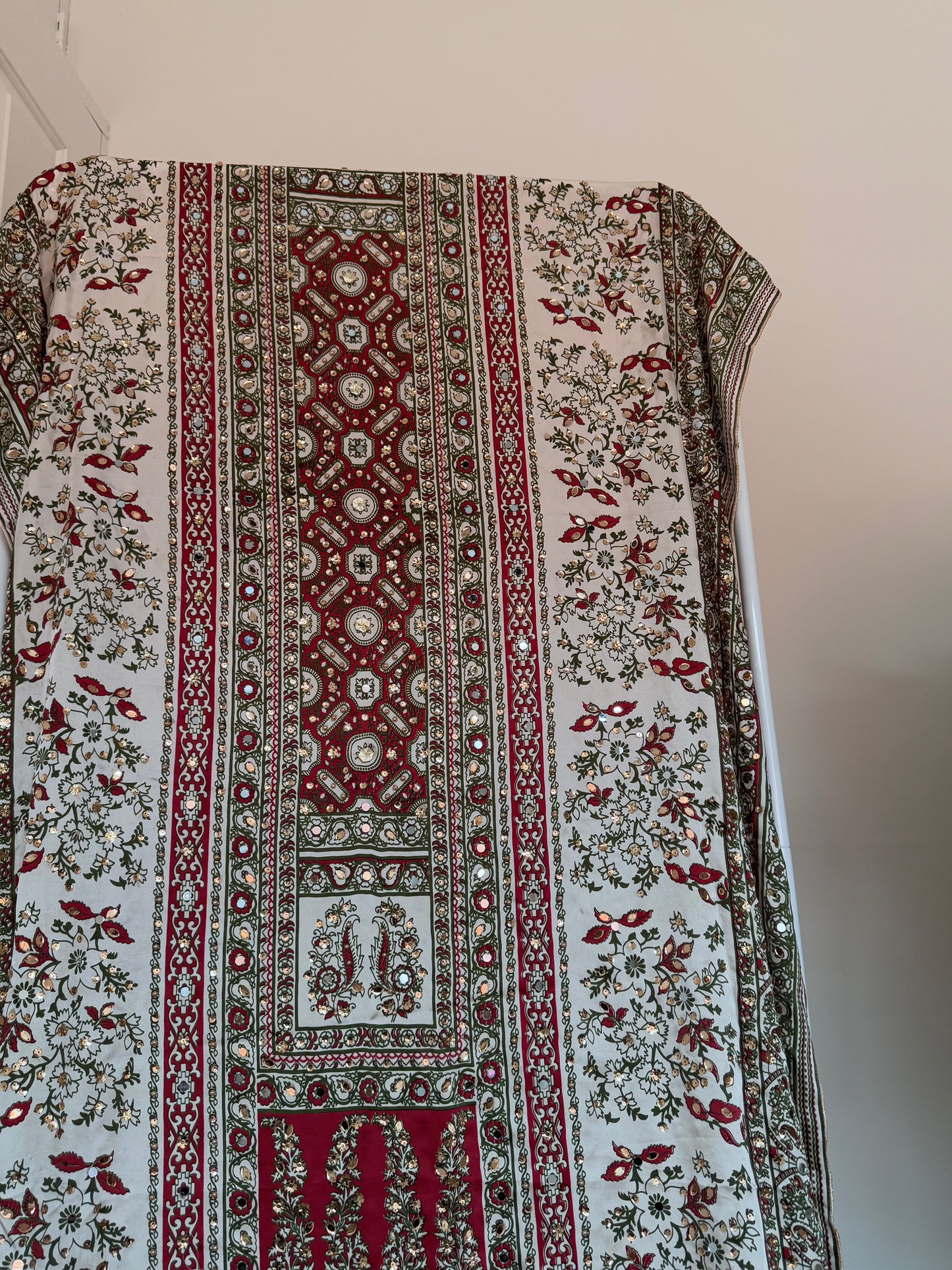Red and White Pakistani Dupatta