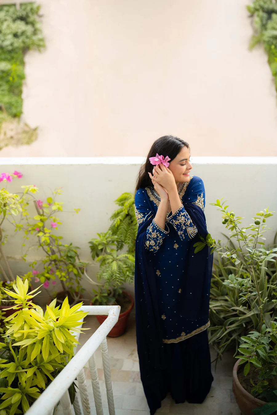 Blue Gharara Suit Set